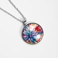 thumbnail image 4 of Petal flower Elegant Glass Design Womens Necklace Circle Pendant, 4 of 5