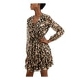 thumbnail image 3 of INC Womens Black Printed Long Sleeve Mini Fit + Flare Party Dress Size: M, 3 of 4