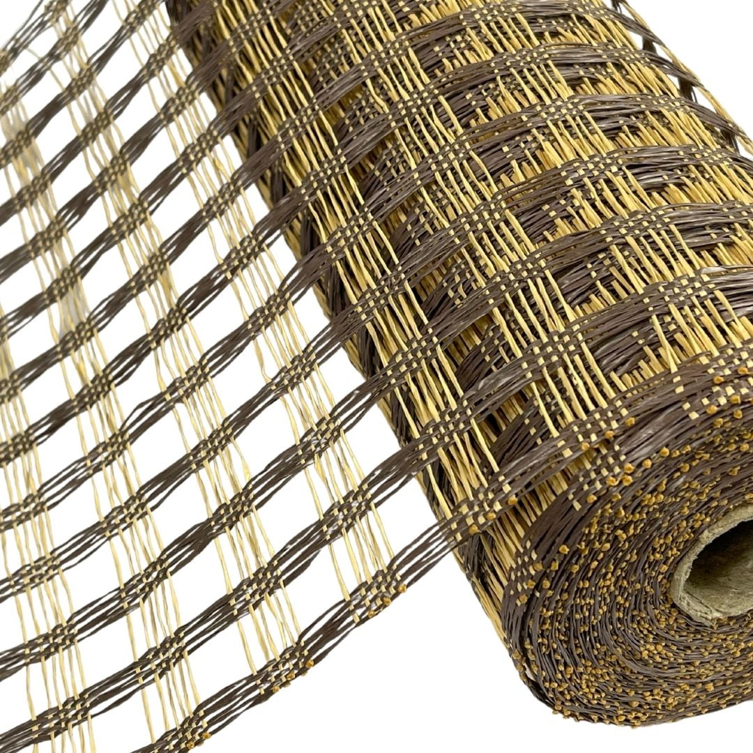 Poly Burlap Mesh Check Mesh Beige/Chocolate 10" X 10 yards