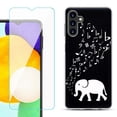 thumbnail image 1 of Slim-Fit TPU Fashion Phone Case for Samsung Galaxy A13 5G, with Tempered Glass Screen Protector, by OneToughShield ® - Elephant Music, 1 of 3