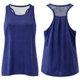 thumbnail image 3 of MRULIC tank top for women Women Workout Tops Mesh Racerback Yoga Tank Shirts Gym Running Tops Womens tank tops Navy Blue + M, 3 of 7