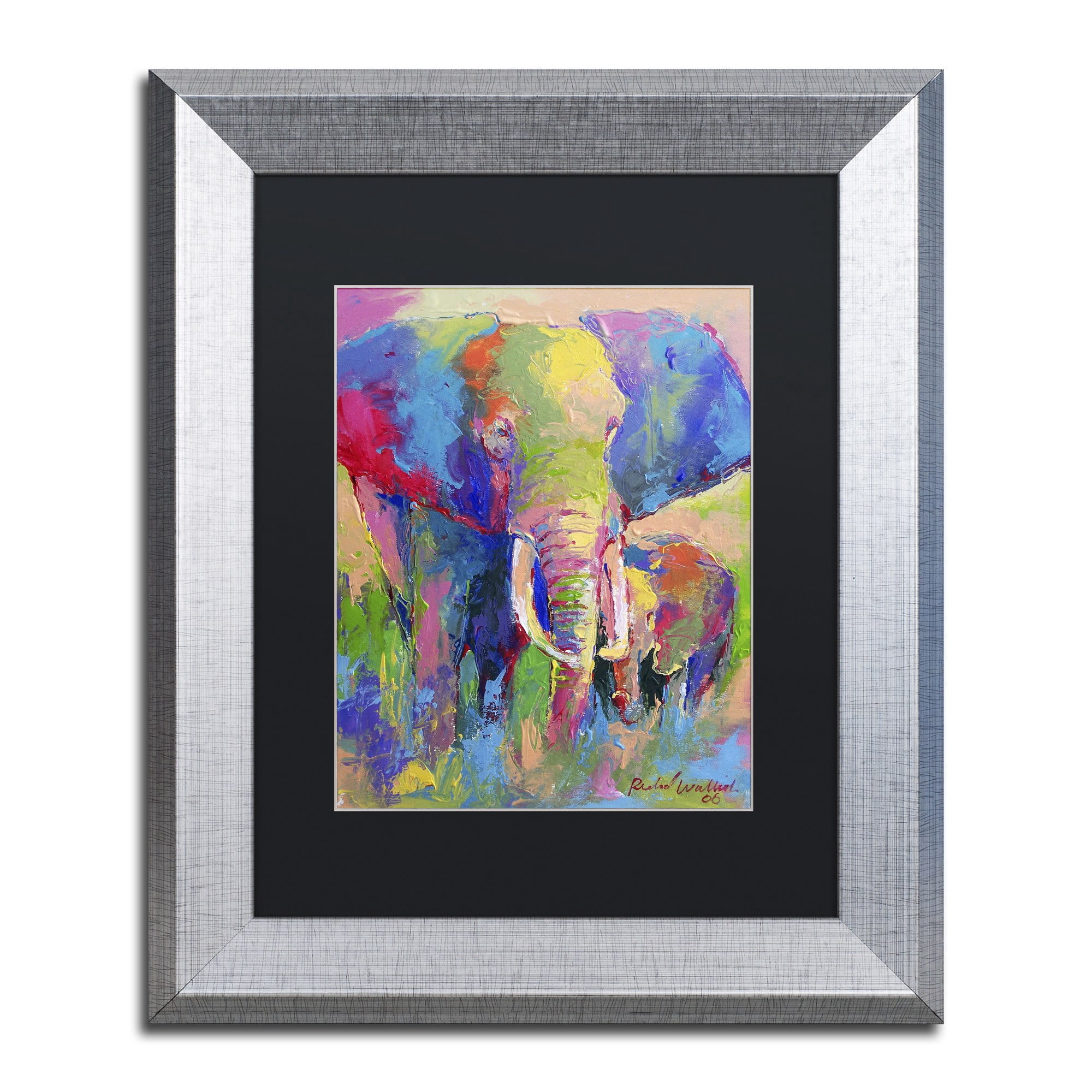 Richard Wallich 'Elephant 1' Black Matted Framed Art