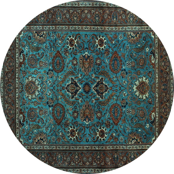 Ahgly Company Indoor Round Persian Light Blue Traditional Area Rugs, 8' Round