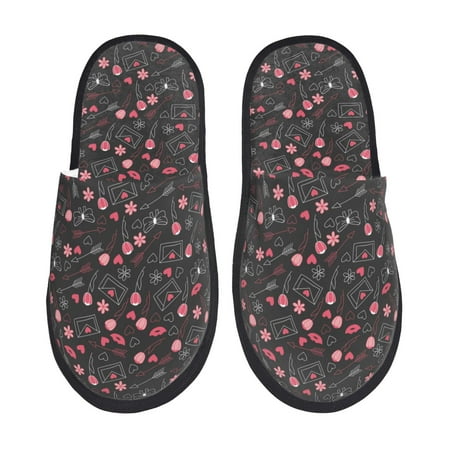 

Qekee Valentine S Day print Slippers for Women and Men Fluffy Cute Cozy House Slipper Funny Furry Bedroom Slippers for Women Indoor -Medium