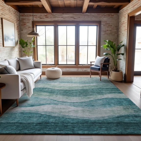 Addison Rugs Mayfield Premium Machine Washable Transitional Swirls Seafoam Rectangle Rug, 5' x 7'6"