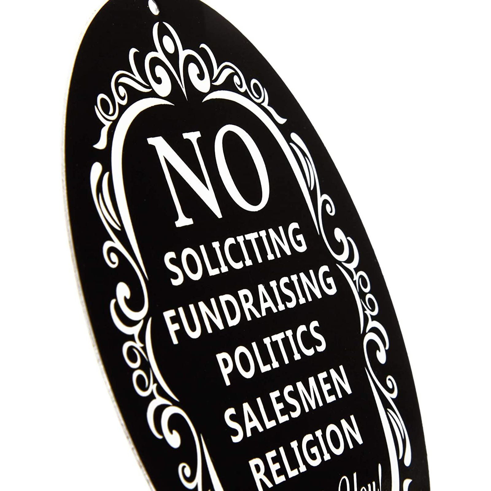 4 x 5 in, 6 Pack No Soliciting Oval Aluminium Sign