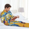 thumbnail image 5 of KLL Funny Alarm Clock Illustration Sleepwear Mens Flannel Pajamas,Long Cotton Pj Set, 5 of 7