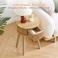 thumbnail image 5 of WIRRYTOR Round Fluted End Table with Drawer, Modern Boho Side Table and Accent Table for Living Room, Natural, 5 of 13