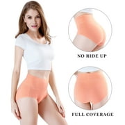 Wirarpa Womens Underwear High Waisted Full Coverage Cotton Briefs 4 Pack(L, Soothing Sea/Orange/Slate Rose/Lilac)
