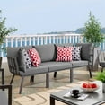 thumbnail image 3 of Modway Riverside 3 Piece Outdoor Patio Aluminum Sectional Sofa Set in Gray Charcoal, 3 of 16