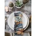 thumbnail image 3 of nqOlkjepod Navy Blue Brown Cloth Napkins Set of 4 Reusable Dinner Napkins, Tropical Palm Leaves Wildflower Botanical Cocktail Napkin Washable Table Napkins for Wedding/Party/Baby Shower 20"x20", 3 of 8