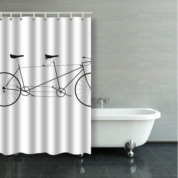 RYLABLUE Vector Illustration Tandem Bike Shower Curtain Bathroom Curtain 36x72 inches