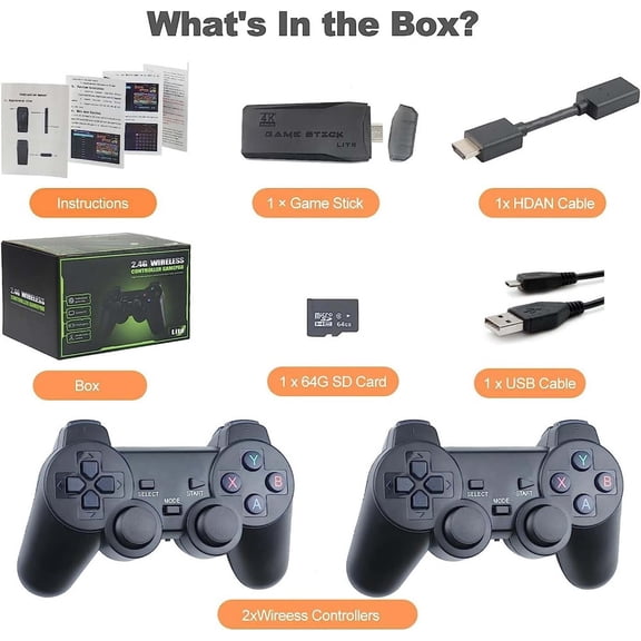 (LK-LTD)--M8 Portable Mini Gamepad, Plug & Play, With 2 Wireless Controllers And A 64G Micro SD Card, HDTV Game Console**--（fd5gf4d ）