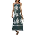 thumbnail image 3 of Summer Dress for Women 2025 Floral Sundress Spaghetti Strap Flowy Beach Vacation Boho Maxi Dresses Green L, 3 of 9