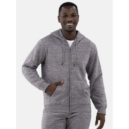 Hollywood Men's Full Zip Bonded Sherpa Hoodie with Long Sleeves, Sizes S-XL