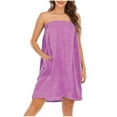 thumbnail image 2 of purcolt Womens Bath Towel Robe Spa Body Wrap Shower Bathrobe with Adjustable Snap Closure & Pockets, 2 of 9