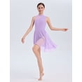 thumbnail image 3 of IDOPIP Lyrical Dance Dress for Women Contemporary Dance Costumes ﻿Solid Mesh Asymmetric Flowy Tulle Skirt for Competition XL Purple, 3 of 8
