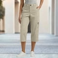 thumbnail image 3 of Sokhug Womens Cargo Capris with Multi Pockets Casual Twill Capri Pants Relaxed Fit Utility Knee Length Trousers for Outdoor, 3 of 8