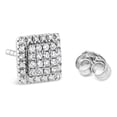 thumbnail image 4 of .925 Sterling Silver 1/6 Cttw Round-Cut Diamond Cluster Square Shaped Stud Earrings (I-J Color, I2-I3 Clarity), 4 of 7