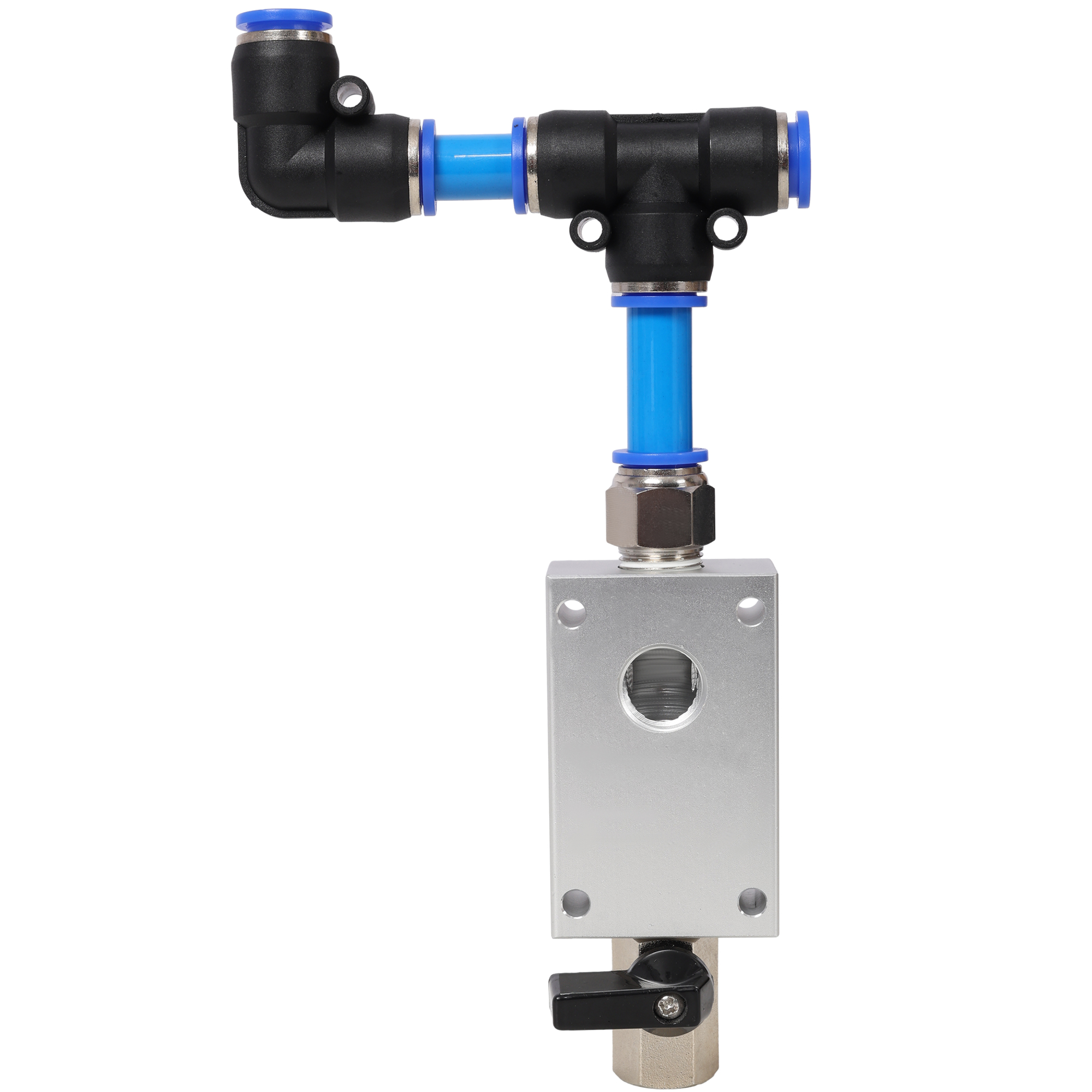 Air Push to Connect Kit: Complete 1/2" (OD) / 3/8" (ID) x 100-Feet TPEE Tubing Air Piping System