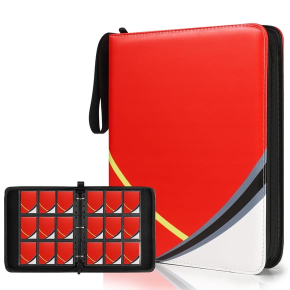 9 Pocket Card Binder for Pokemon Card, 720 Pockets Card Binder Holder with 40 Removable Sleeves, 3-Ring Zip Design Trading Card Albums for MTG/TCG/Sport Collectible Gifts for Boys and Girls (Red)