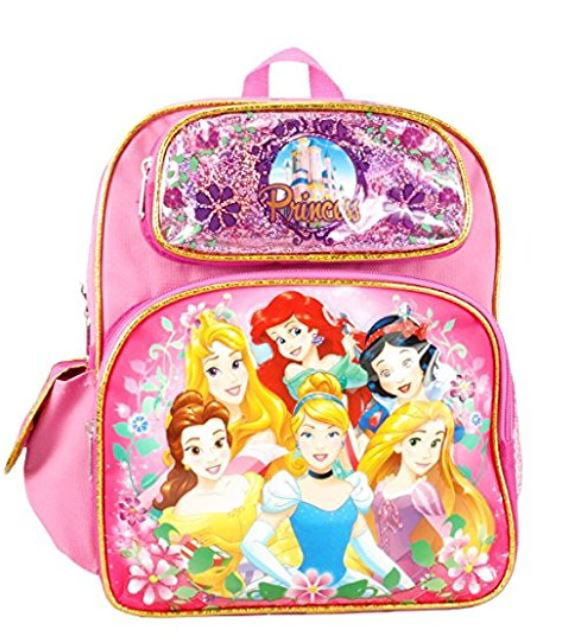 Disney Princess Cinderella Belle Aurora Rapunzel 16" Rolling Large Backpack 