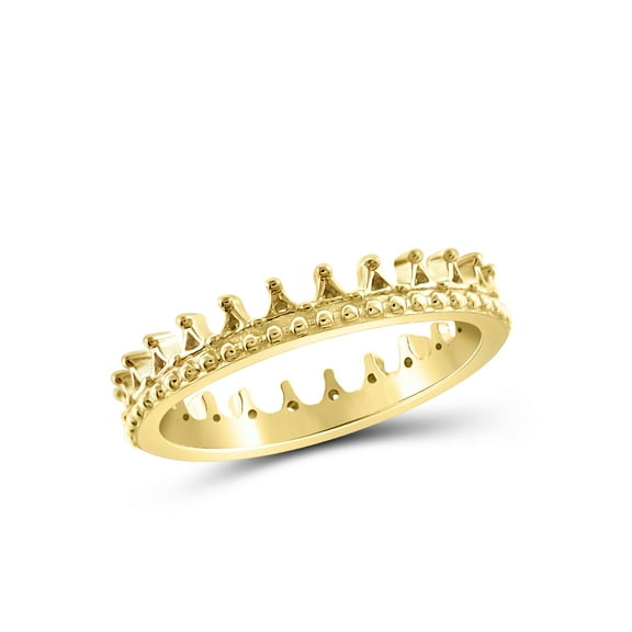 JewelersClub 14K Gold Plated Silver Crown Ring for Women | Dainty 14K Gold Plated Silver Promise Ring For Women | Silver Crown Ring For Women