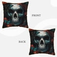thumbnail image 3 of Xecao Butterfly Flower Skull Print Soft Velvet Decorative Throw Pillow Covers, Square Cushion Cases for Bed, Sofa, Living Room, Car, and Indoor Outdoor Use-16"x16", 3 of 8