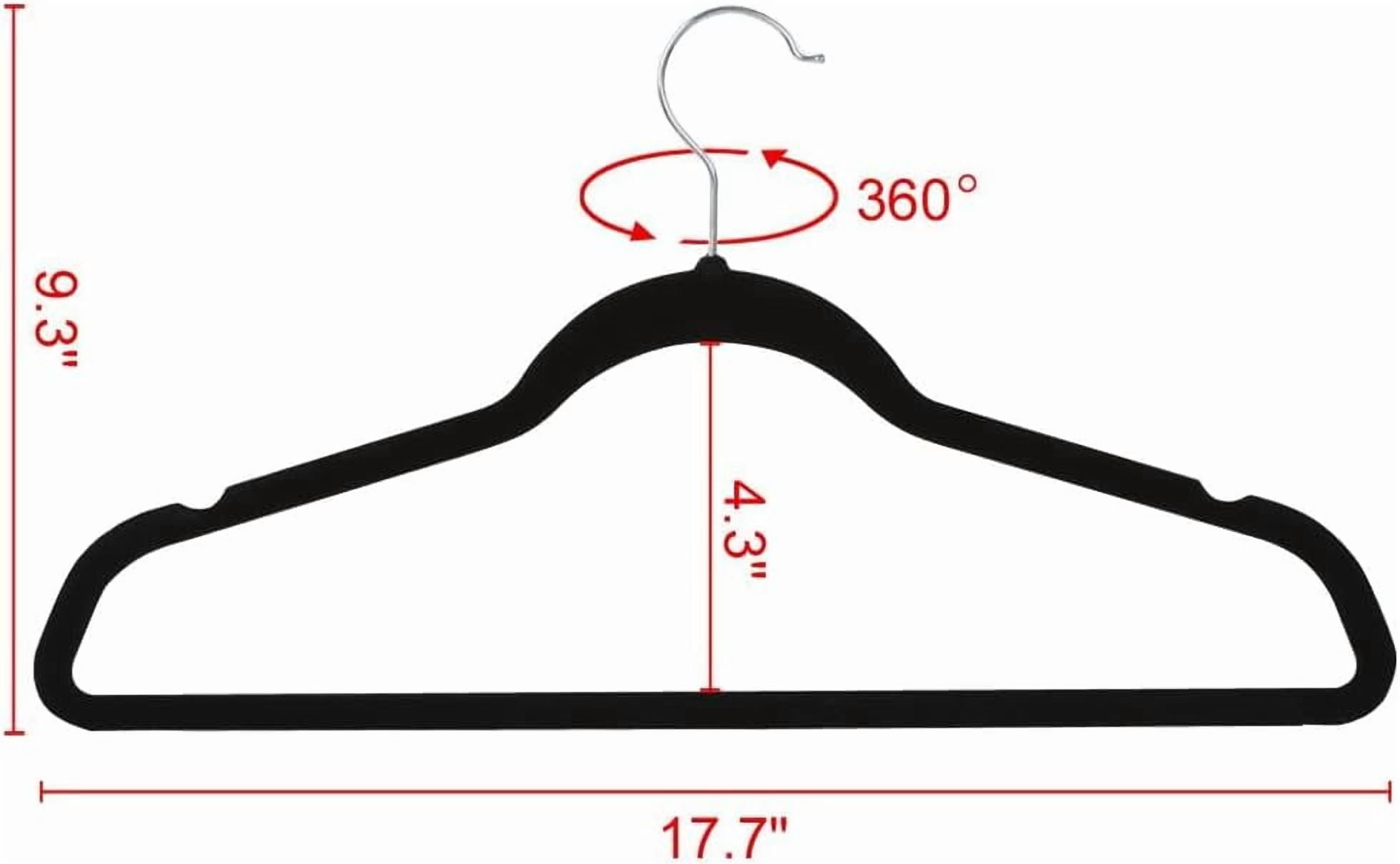 CHTER 100 Pack Non Slip Velvet Hangers Heavy Duty Flocked Coat Suit Hangers Space Saving Clothes Racks with 360° Swivel Hook, Black