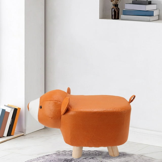 Small Wooden Footstool, Cute Animal Footstool With Soft Padded Cushion And Prevent Slip Feet Small Footrest Stools For Kids Adults