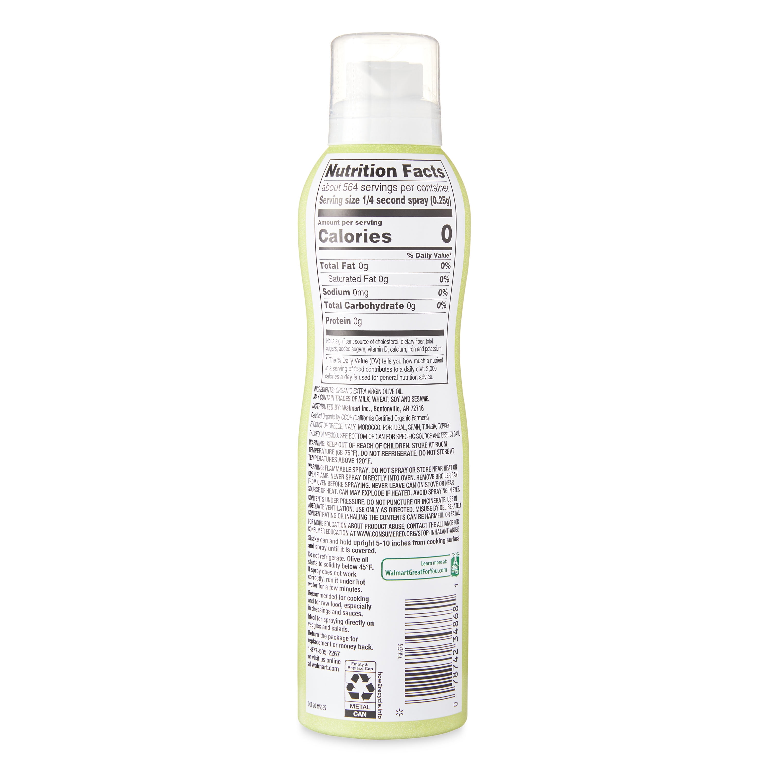 Great Value Organic Extra Virgin Olive Oil Spray, 5 oz