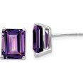 thumbnail image 1 of 14K White Gold 9X7mm Emerald Cut Amethyst Earrings (9 X 7) Made In United States xe68wam, 1 of 5