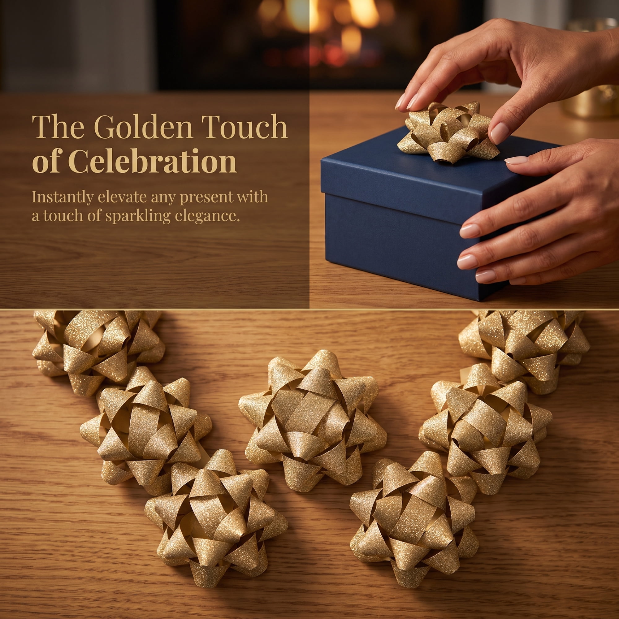 Unique Bargains Pre-Made Gift Bows for Creative Gift Wrapping and Decoration Gold