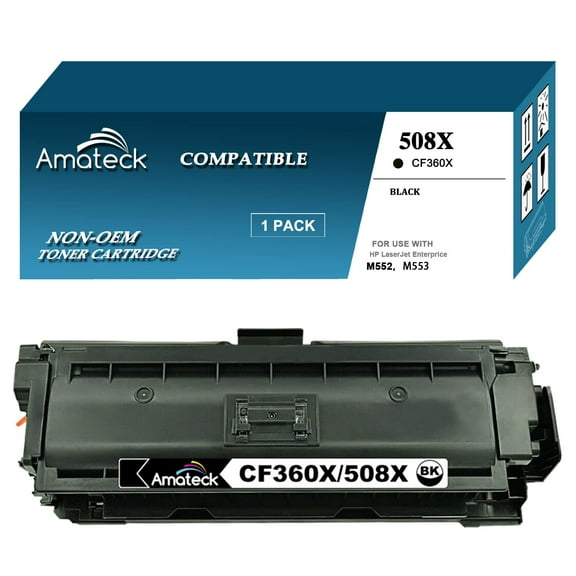 Amateck Compatible Toner Cartridge Replacement for HP CF360X 508X Black 1 Pack for Color Enterprise M533X, M552dn, M553dn, M553n, M553x, M577c, M577z, M577dn, M577f, M553xm, M577cm, M577dnm