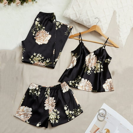 Xdegoge Satin Nightgowns for Women Silk Slip Dress Sleepwear Sexy V Neck Negligee Lingerie Short Nightwear Soft Chemise Nightwear Silk Robe Black M Clearance Sales Today