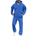 thumbnail image 2 of Huankd Comfort Suit Sets Track Suits for Men 2 Piece Hoodies with Sweatpants Sets for Casual Running Sport Fall Winter Blue S, 2 of 7