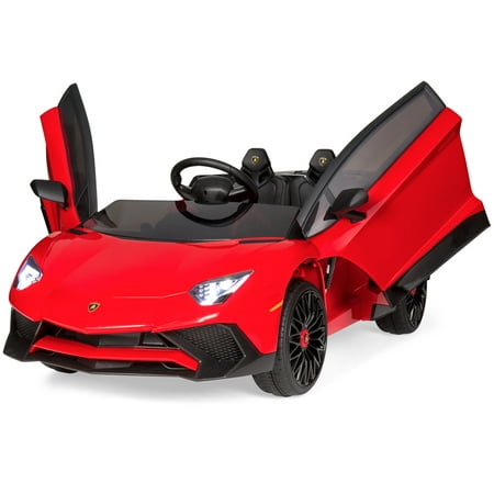 Best Choice Products Kids 12V Ride On Battery Powered Vehicle Lamborghini Aventador SV Sports Car Toy w/ Parent Control, AUX Cable, 2 Speed Options, LED Lights, Music, Horn - (Best Choice Products 1 14 Lamborghini Veneno)