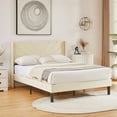 thumbnail image 2 of VECELO Full Platform Bed Frame with Upholstered Headboard, Strong Wooden Slats/No Box Spring Needed, Beige, 2 of 9