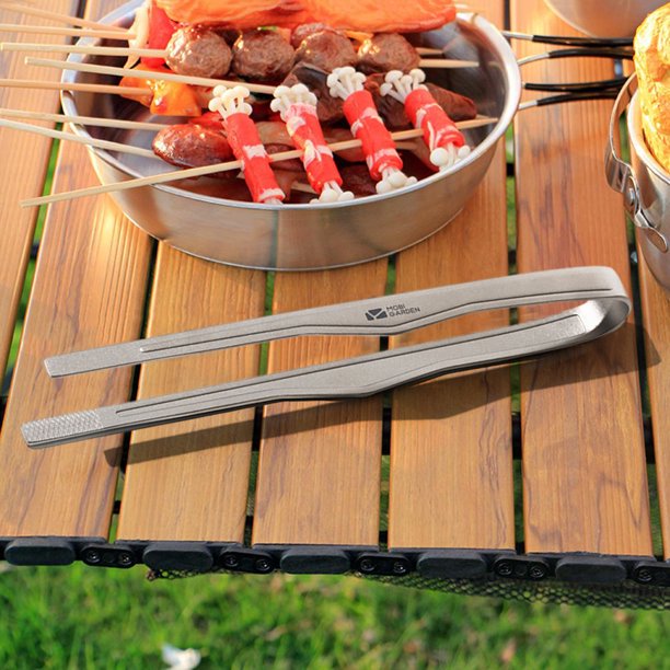Pinzas para barbacoa, abrazadera ligera para alimentos, resistente a la temperatura, vajilla para acampar al aire libre