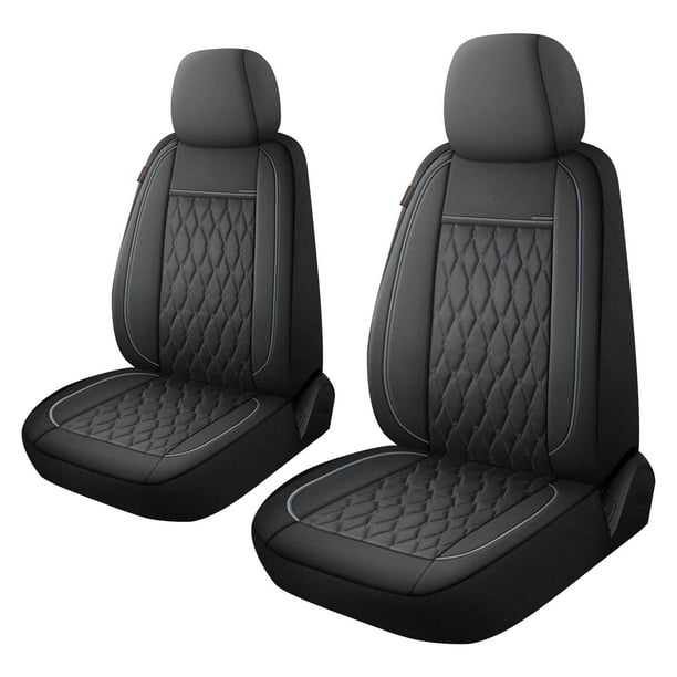 Fundas para asientos de coche CAROMOP de piel sintética, juego frontal con airbag