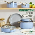 thumbnail image 2 of Chef Power 10 Pcs Ceramic Non Stick Cookware Sets, Pots and Pans Set with Stainless Steel Handle, Dishwasher and Oven Safe, Blue Gray with Light Gold Handle, 2 of 8