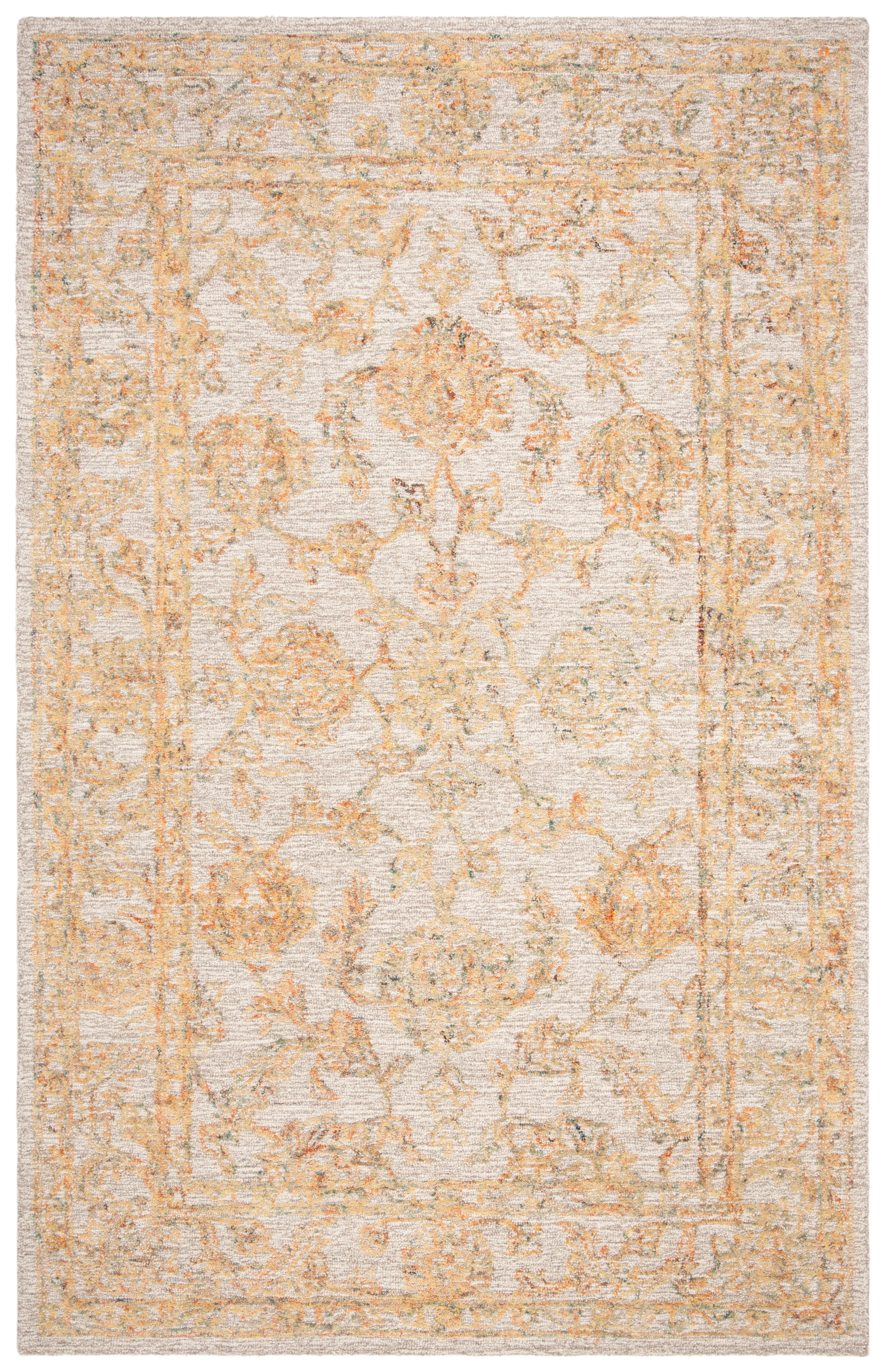 SAFAVIEH Abstract Renae Floral Wool Area Rug, Beige/Gold, 5' x 8'