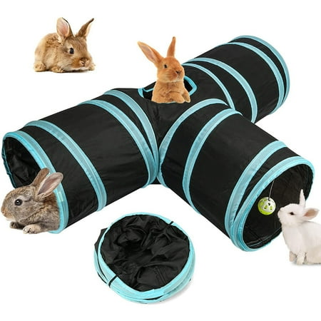 goowrom Bunny Tunnels Tubes, Collapsible 3-Way Bunny Hideout, Small