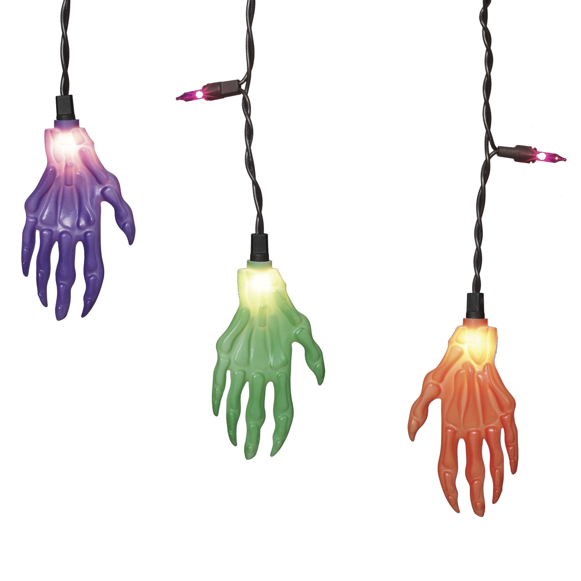 Way to Celebrate Halloween 35-Count Indoor Outdoor Multicolor Skeleton Hands Icicle Lights, with AC Adaptor, 120 Volts