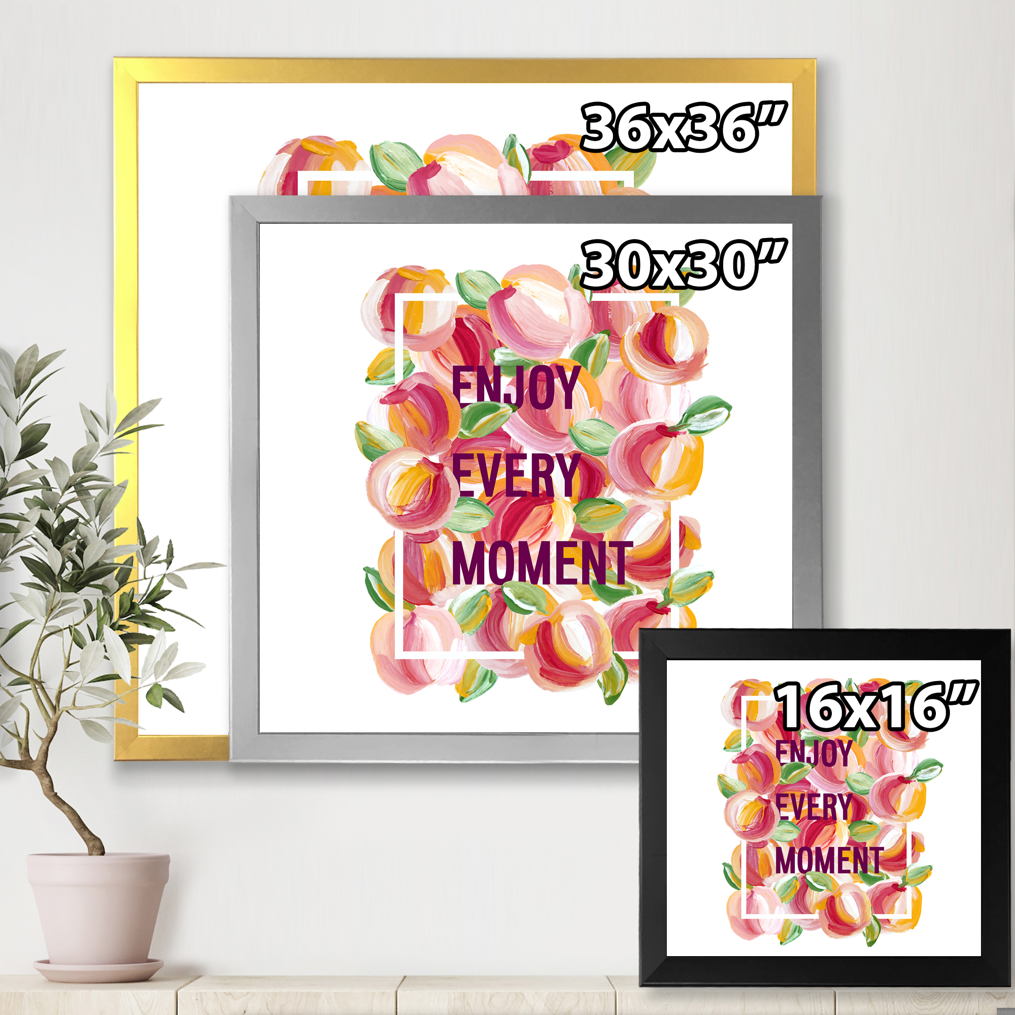 Designart 'Enjoy Every Moment Over Colorful Flowers' Traditional Framed Art Print