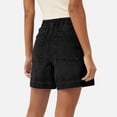 thumbnail image 5 of Only Moment Women's Drawstring Sweat Shorts Polyester,Cotton Elastic Waist Wide Leg Casual Cotton Shorts Sets Maternity Jean Shorts Black,M, 5 of 9