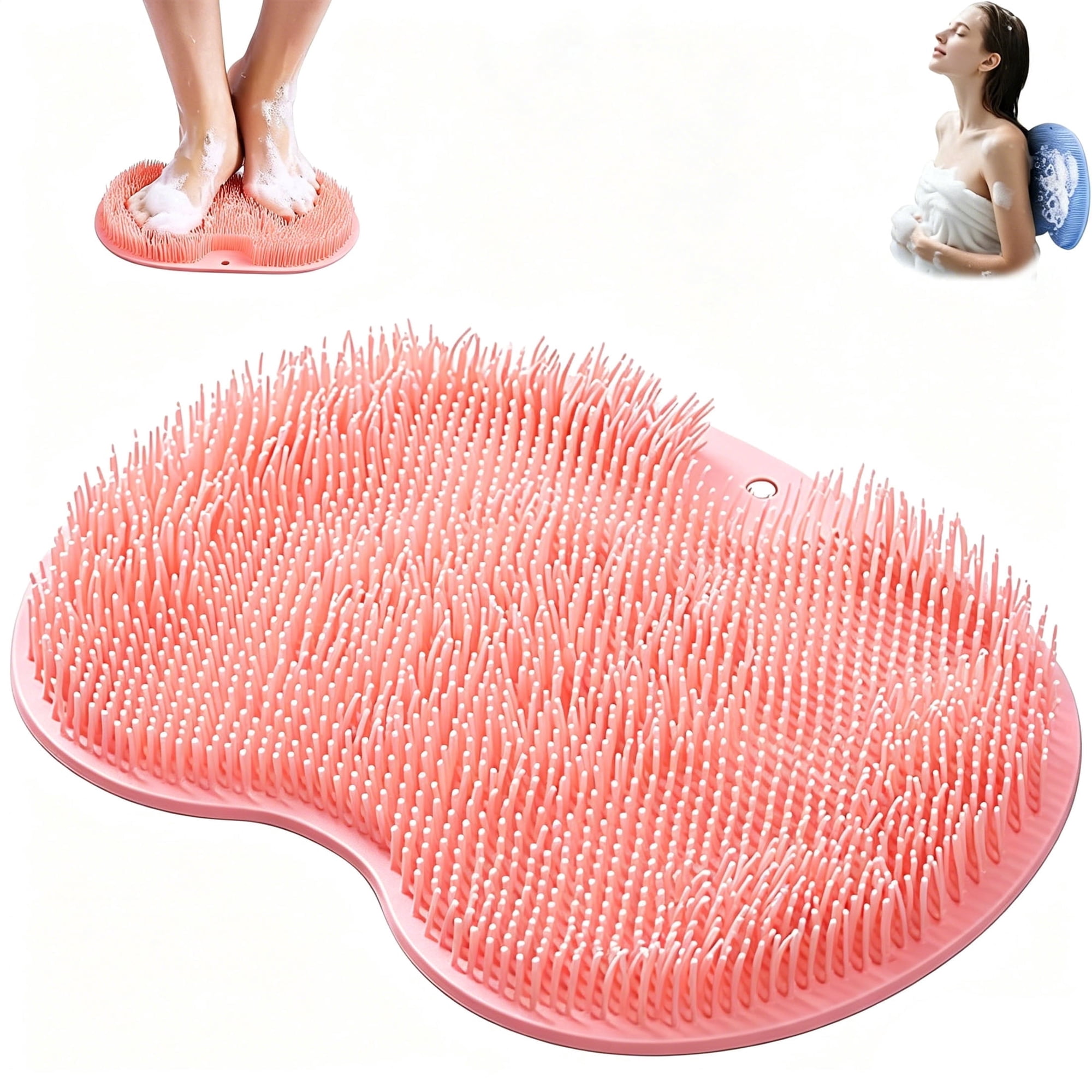 Upgraded Silicone Massage Bath Mat, 2026 Upgrade Shower Foot Scrubber Mat with Strong Suction Cups for Exfoliating Body Wash on Feet, Back & Multiple Areas
