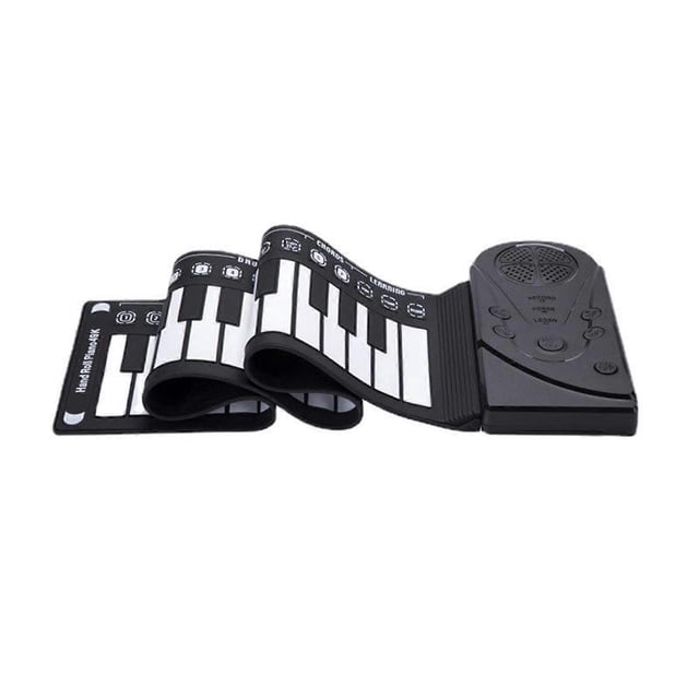 CHAO Piano portátil enrollable de 49 teclas de silicona suave, piano digital con teclado plegable, regalo educativo para niños principiantes, nuevo estándar nacional, color negro