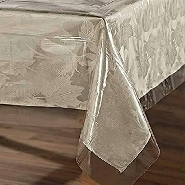 Clear Plastic Tablecloth x Vinyl PVC Rectangle Table Cloth Protector Oil Spill Proof Wipe Clean Table Cover for Dining Table Parties & Camping Crystal Clear