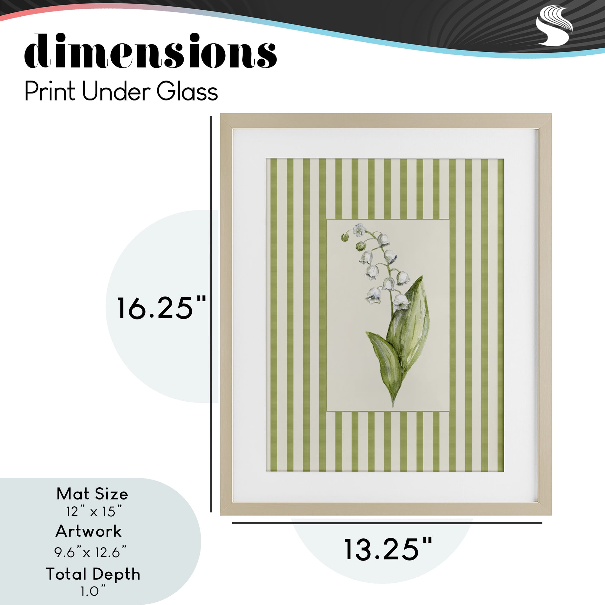 Striped Lily Of The Valley Birch Framed Print Under Glass, design by Lisa Wehmeyer